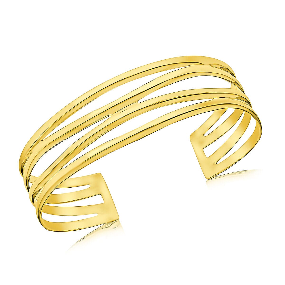 Sterling Silver Yellow Gold Plated 14mm19mm 4Row Wavy Bangle (Size - 5-6) 7312487 0
