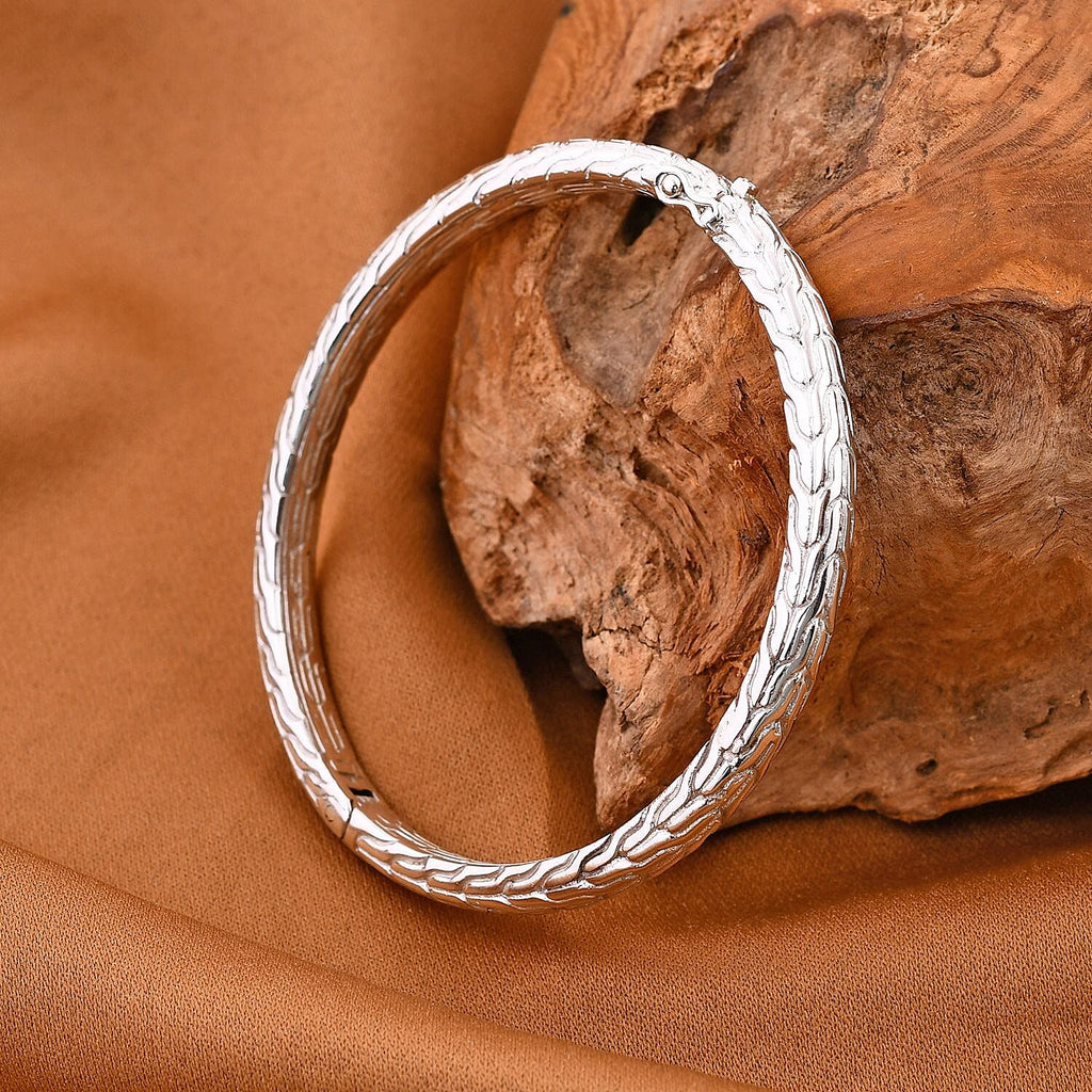 Royal Bali - Sterling Silver Tulang Naga Bangle (Size - 7.25), Silver Wt. 22 Gms