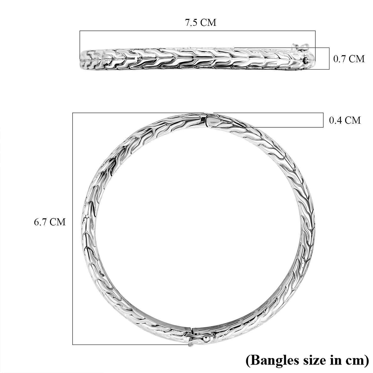 Royal Bali - Sterling Silver Tulang Naga Bangle (Size - 7.25), Silver Wt. 22 Gms 7656245 6
