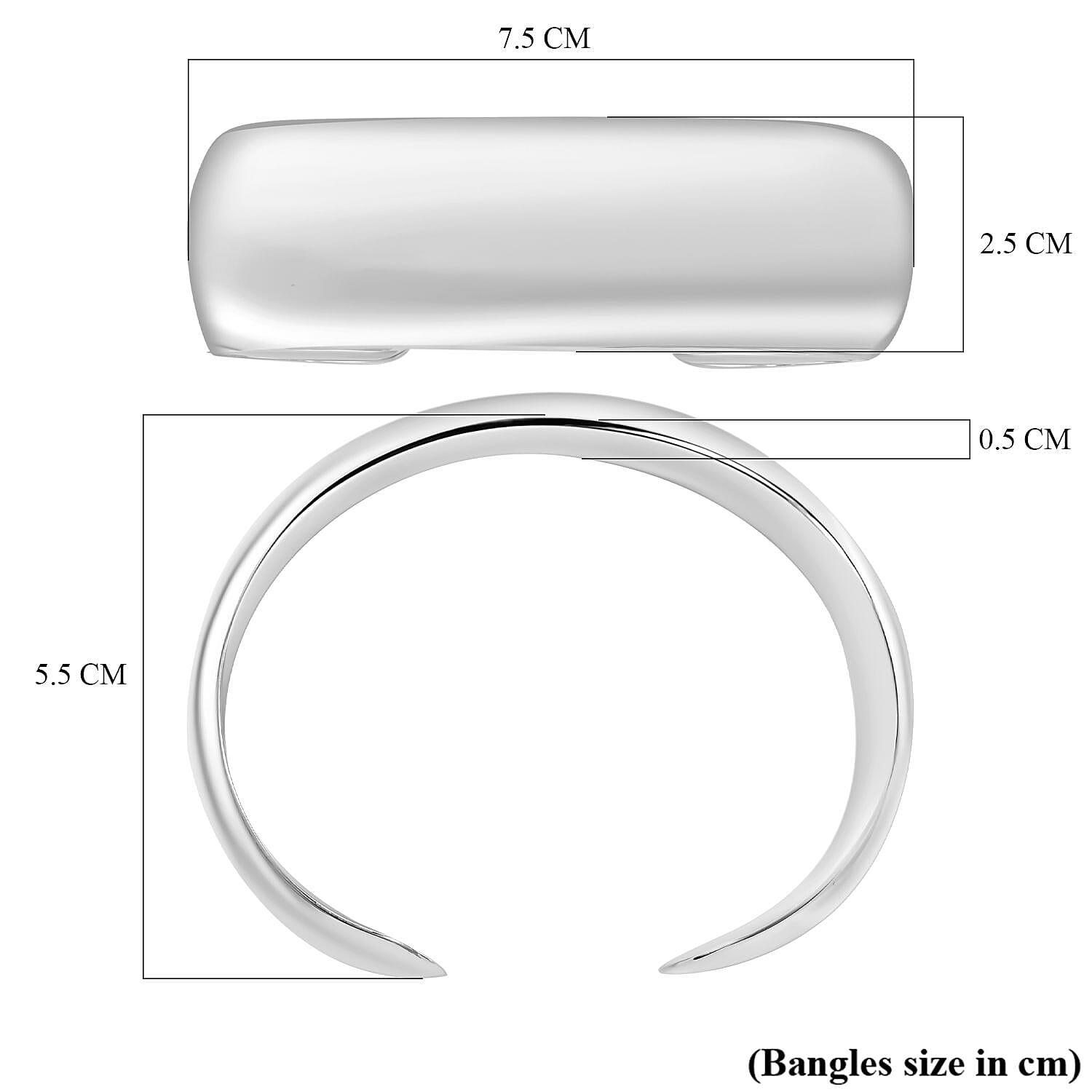 Vicenza Find- Sterling Silver Bangle (Size 7.5 Inch) 7801556 5