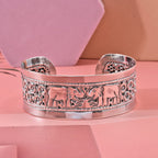 Close Out Deal - Sterling Silver Elephant Cuff Bangle (Size -7), Silver Wt. 27.30 Gms