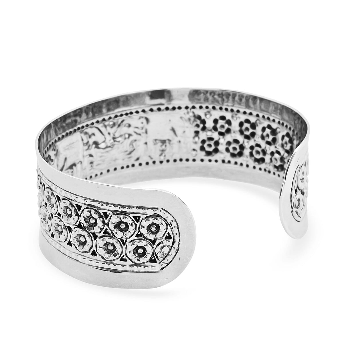 Close Out Deal - Sterling Silver Elephant Cuff Bangle (Size -7), Silver Wt. 27.30 Gms 8503570 4
