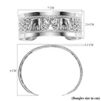 Close Out Deal - Sterling Silver Elephant Cuff Bangle (Size -7), Silver Wt. 27.30 Gms