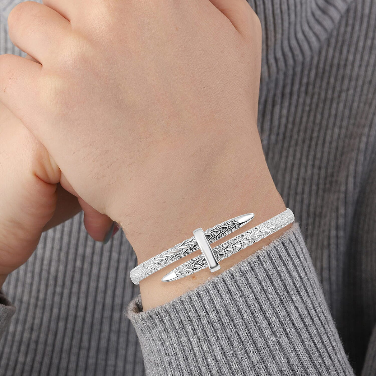 Royal Bali Collection Handmade Sterling Silver Yudapati Bangle (Size- 7.5) 8055818 2