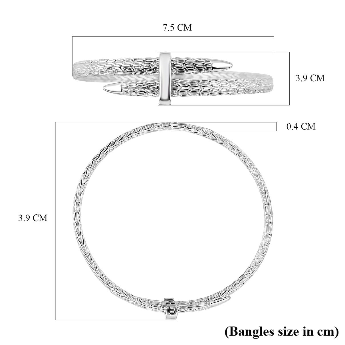 Royal Bali Collection Handmade Sterling Silver Yudapati Bangle (Size- 7.5) 8055818 6
