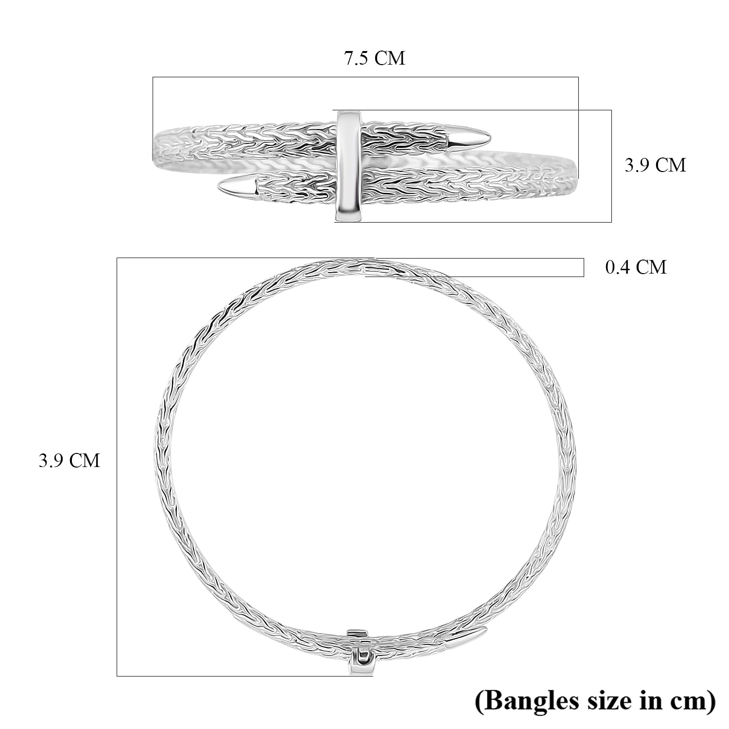 Royal Bali Collection Handmade Sterling Silver Yudapati Bangle (Size- 7.5) 8055818 6