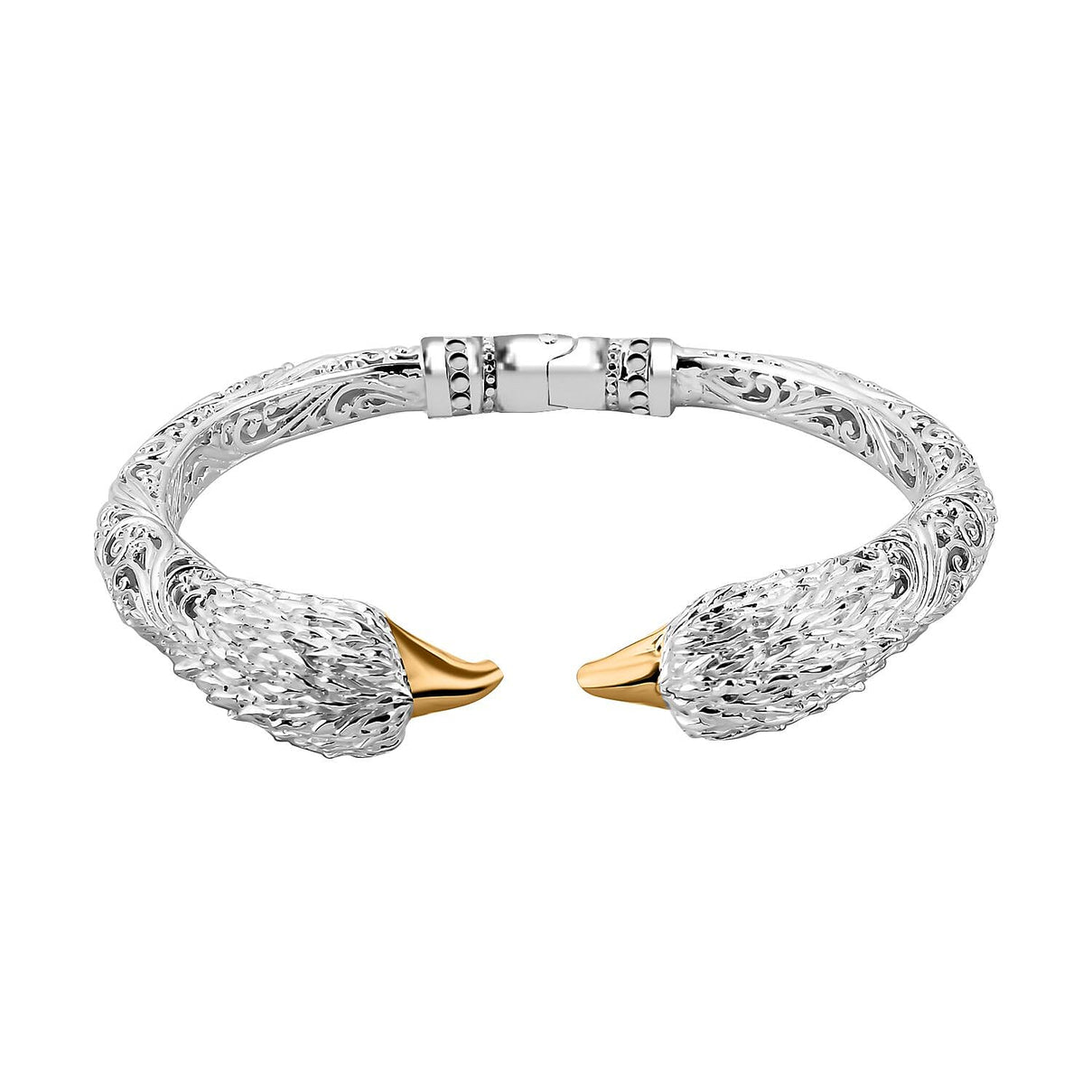 Sterling Silver &amp; Yellow Gold Plated Eagle Cuff Bangle (Size 7.5) 7949960 0