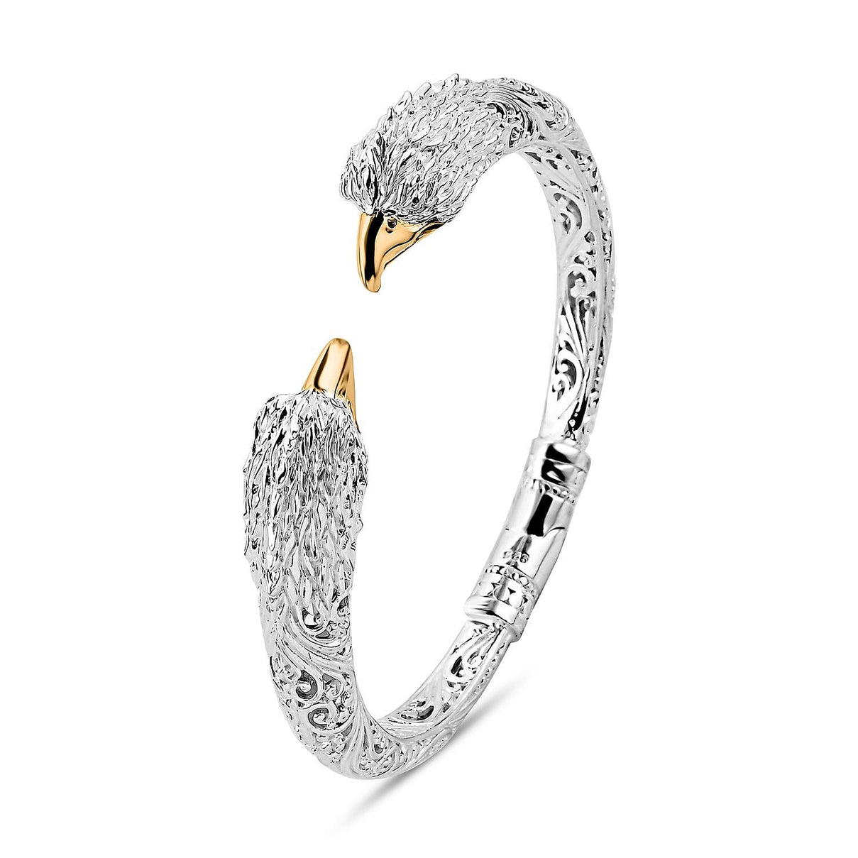 Sterling Silver &amp; Yellow Gold Plated Eagle Cuff Bangle (Size 7.5) 7949960 3
