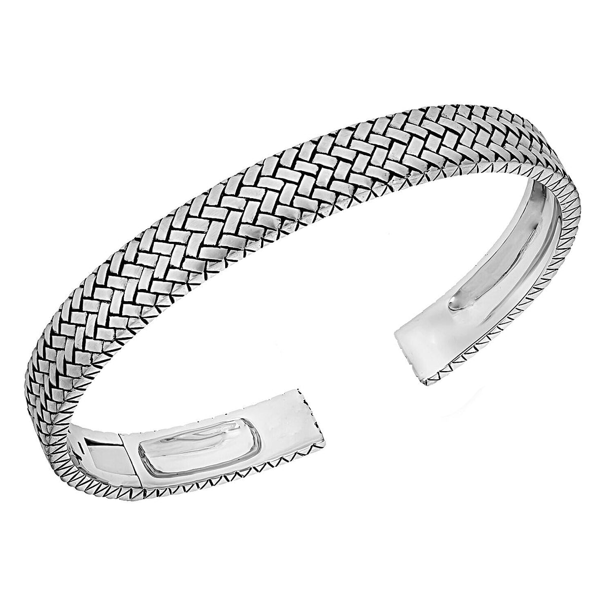 Sterling Silver Oxidised 9mm Herringbone Bangle (Size - 7-8) 7312968 0