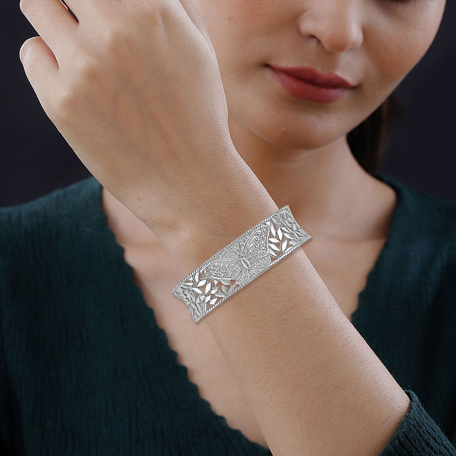 Sterling Silver Cuff Bangle (Size 7), Silver Wt. 27.70 Gms 7656122 3