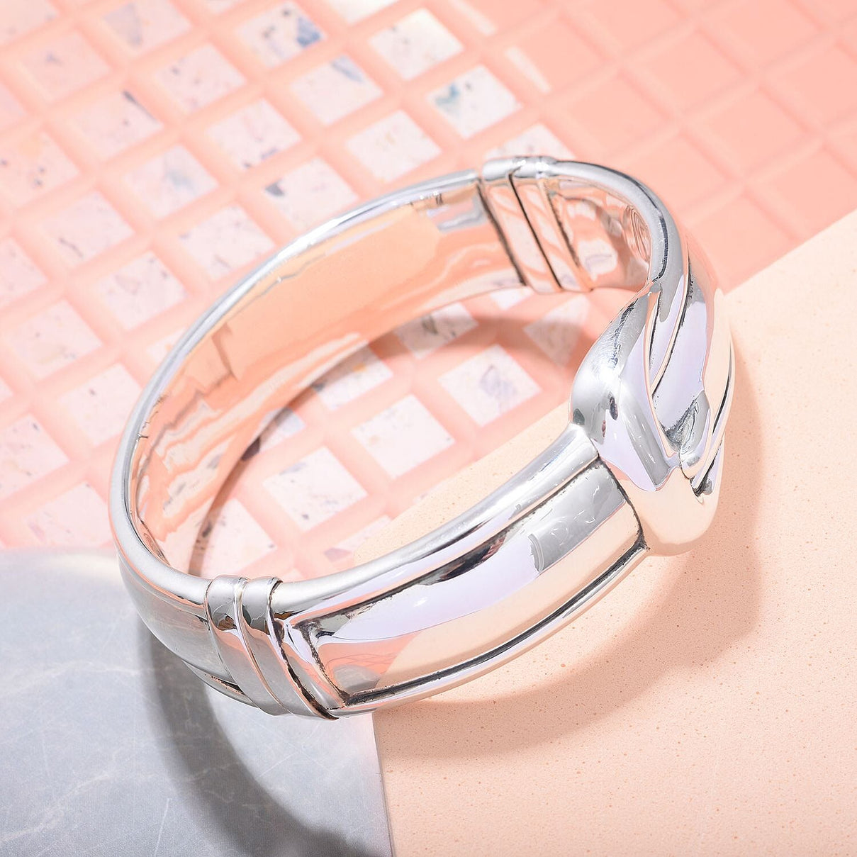 Sterling Silver Belt Buckle Bangle (Size - 7.5), Silver Wt. 33.50 Gms 7801382 1