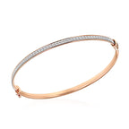 Sterling Silver Glitter Bangle (Size 7.5) in Rose Gold Plated, Silver Wt. 4.75 Gms.