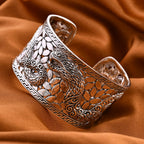 Royal Bali Handmade Naga Wide Cuff Bangle (Size 7.5), Silver Wt. 64.00 Gms