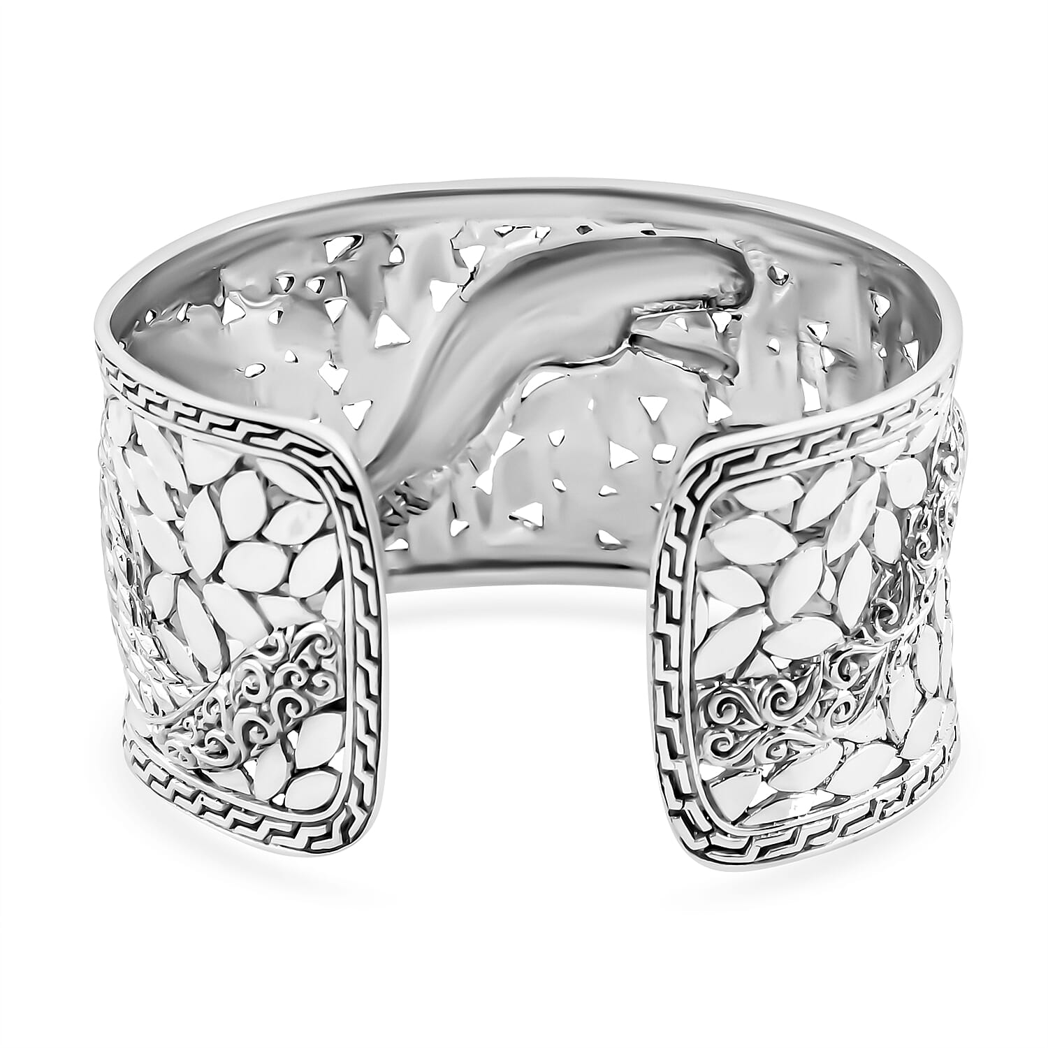 Royal Bali Handmade Naga Wide Cuff Bangle (Size 7.5), Silver Wt. 64.00 Gms 7750606 5