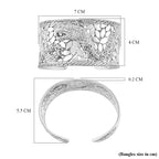 Royal Bali Handmade Naga Wide Cuff Bangle (Size 7.5), Silver Wt. 64.00 Gms