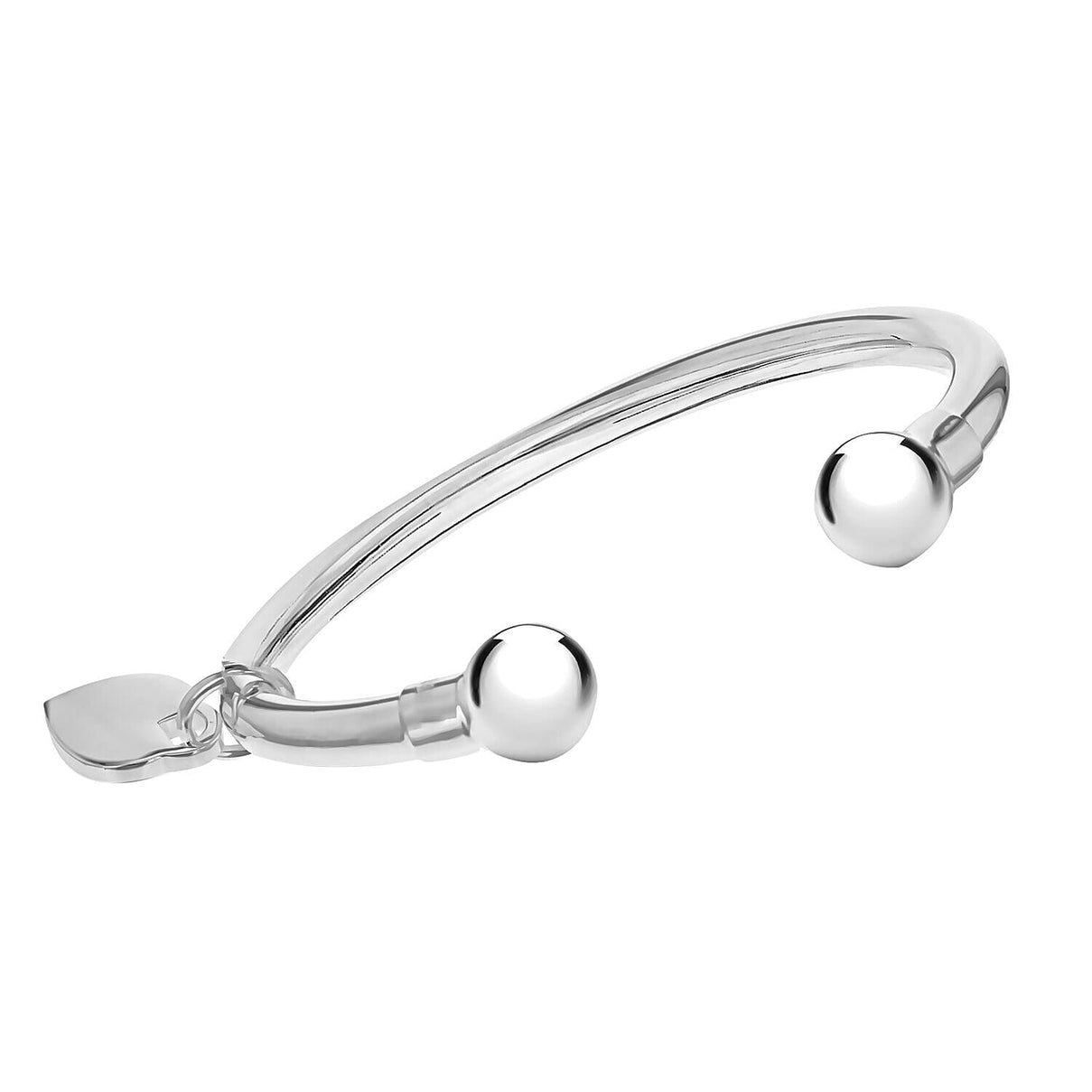 Sterling Silver Heart Charm Childs Torque Bangle (Size - 6-7) 7312932 0