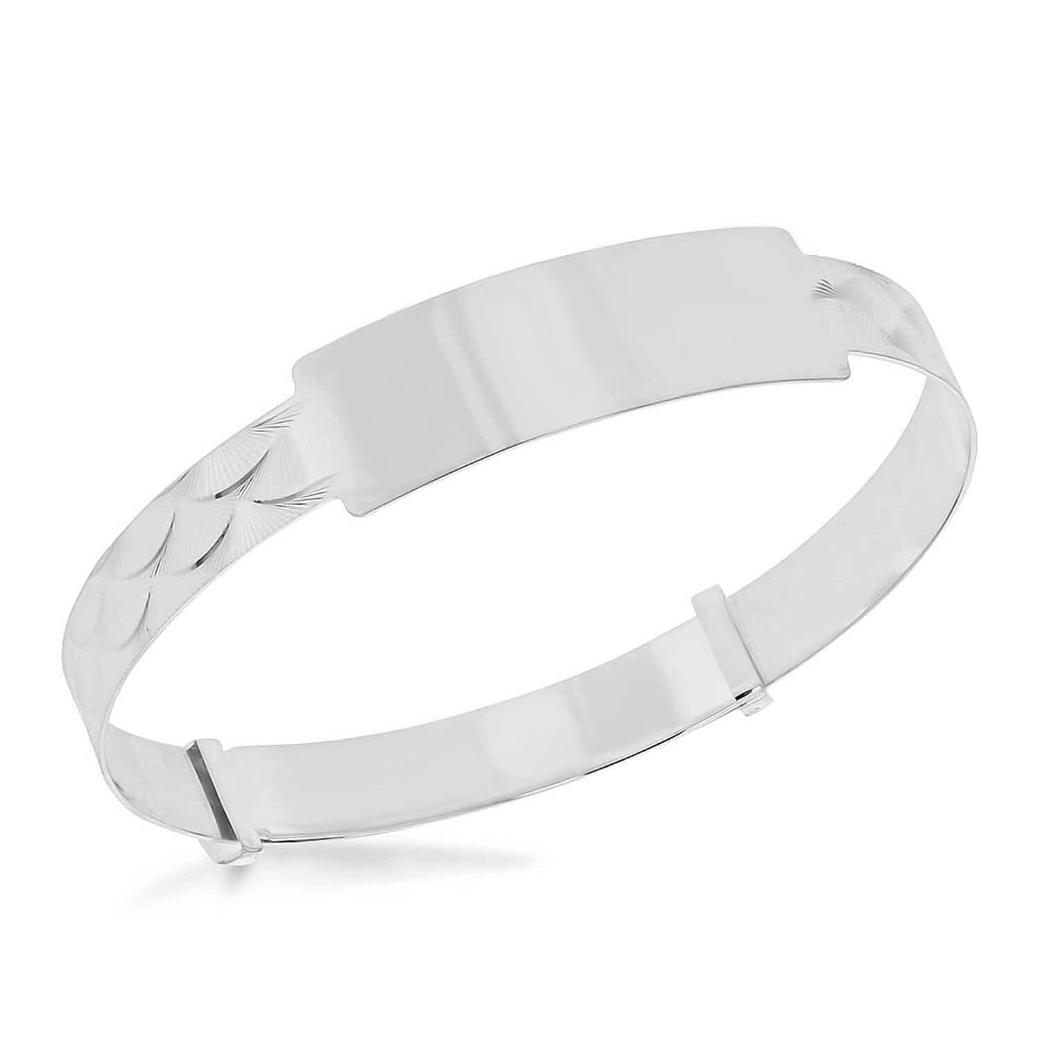 Sterling Silver Diamond Cut Shell Patterned Adjustable 32.5mm x 11mm ID Bangle (Size - 6-7) 7312948 0