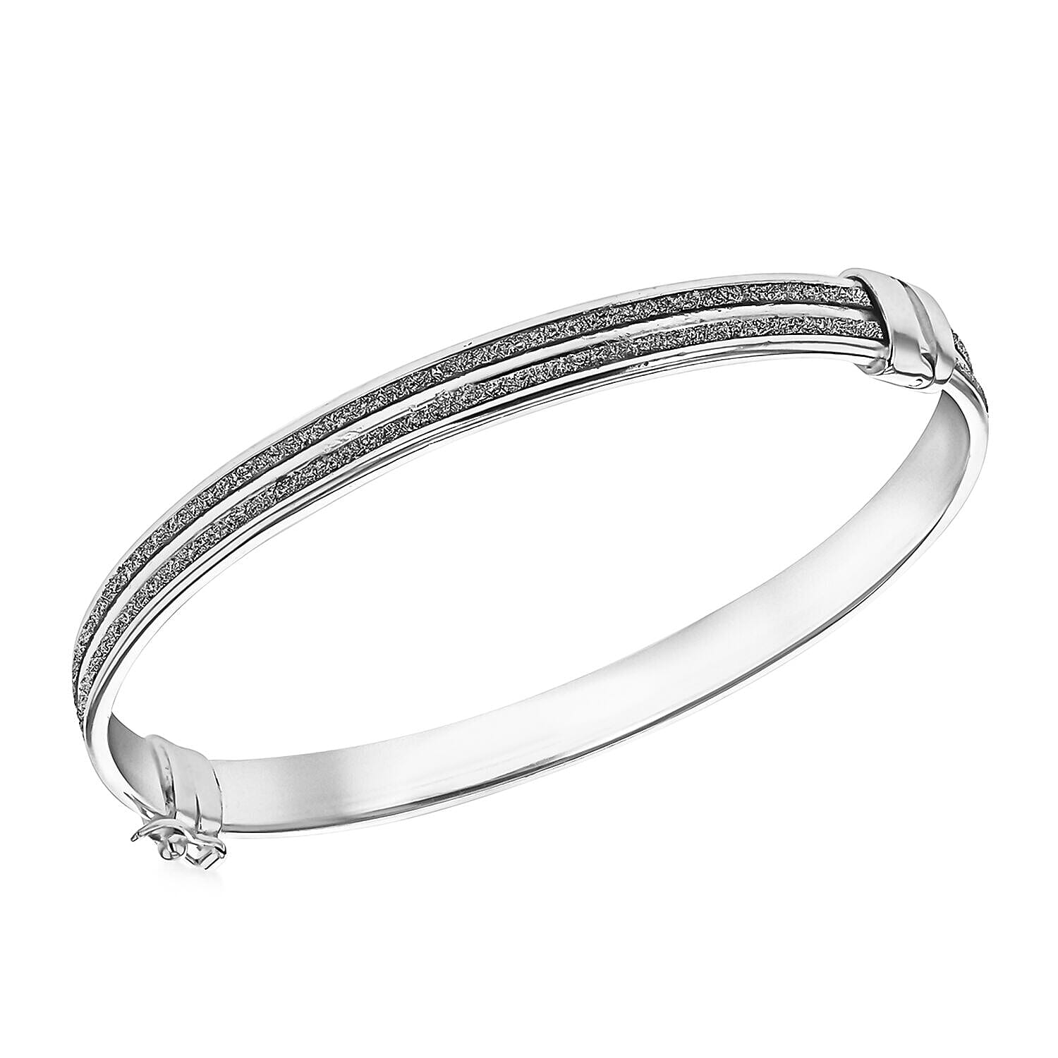 Sterling Silver 6mm Double Strip Stardust Bangle (Size - 6-7) 7312545 0