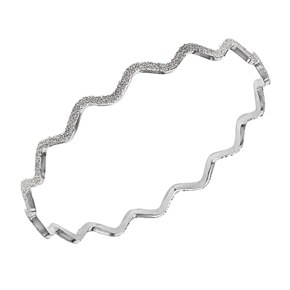 Sterling Silver 5.5mm Textured Sparkle Wave Bangle (Size - 8-9) 7313038 0