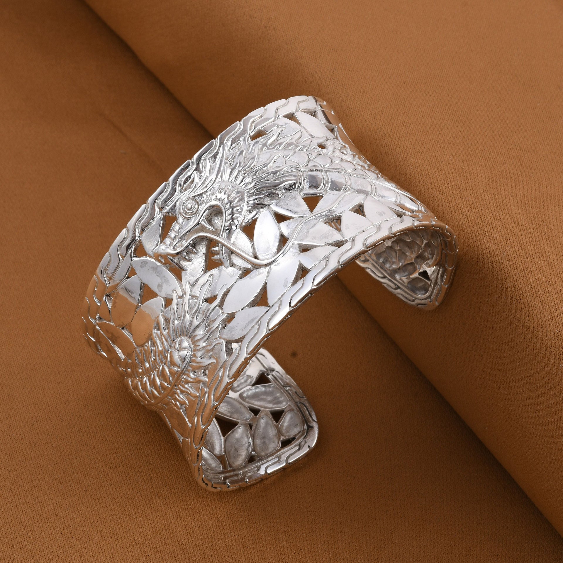 Royal Bali Sterling Silver Dragon Cuff Bangle (Size - 7.00), Silver Wt. 70.00 Gms 7238974 4