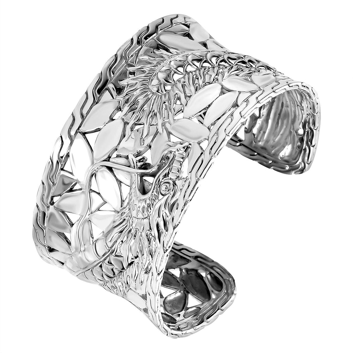 Royal Bali Sterling Silver Dragon Cuff Bangle (Size - 7.00), Silver Wt. 70.00 Gms 7238974 6