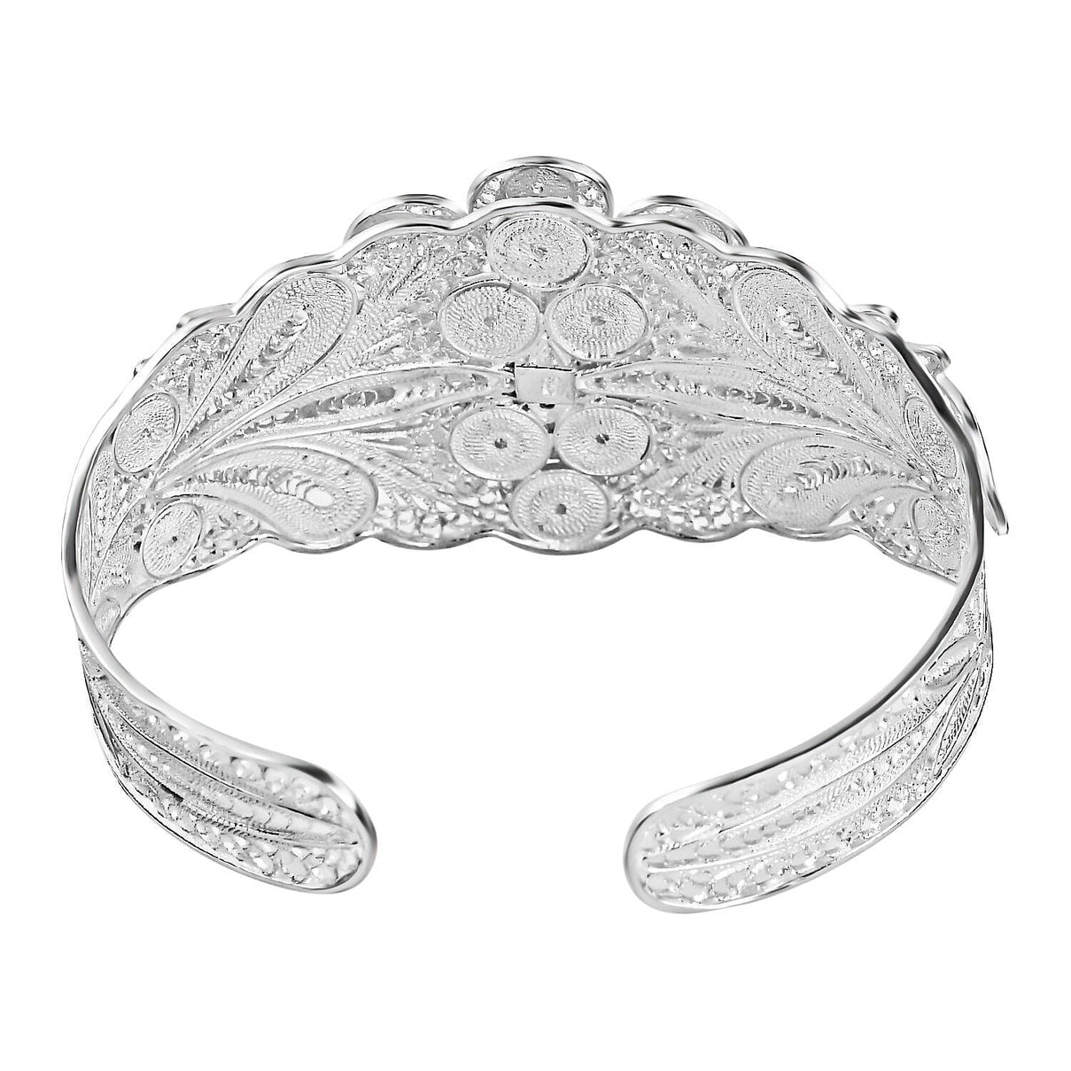 Royal Bali Collection Close Out- Sterling Silver Floral Cuff Bangle (Size - 7.5), Silver Wt. 27.00 Gms 7238600 5