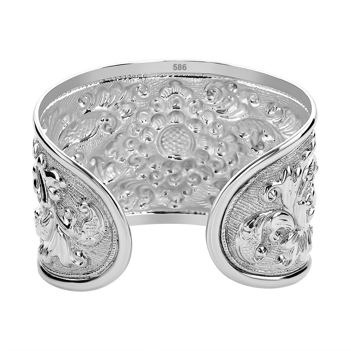 Sterling Silver Floral Cuff Bangle ( Size- 7.5 ), Silver Wt. 34.90 Gms 7619929 5