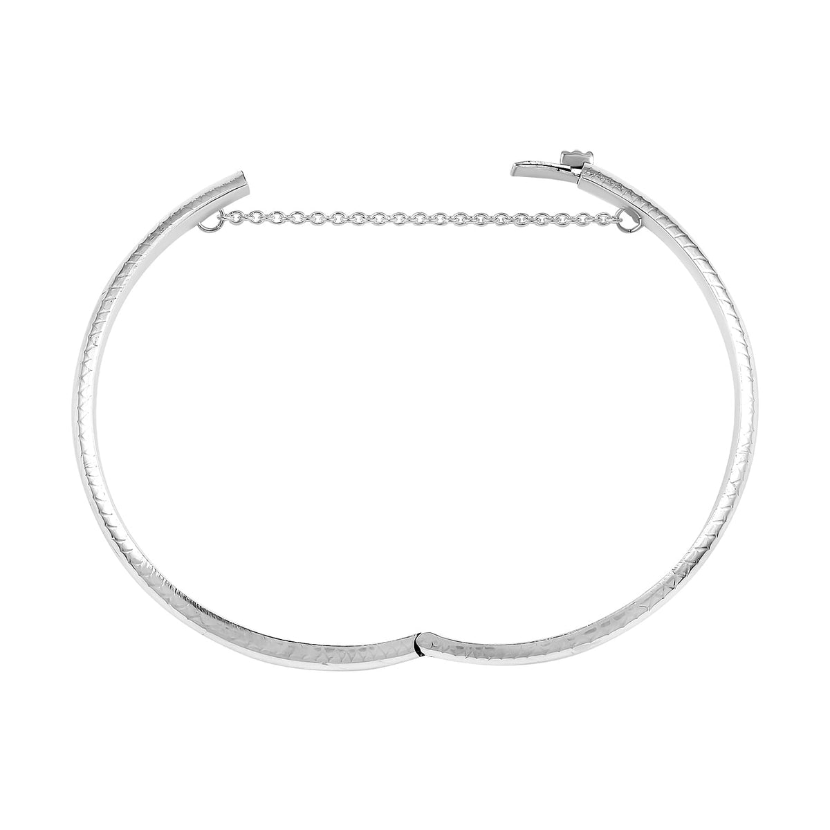 Sterling Silver Bangle (Size 7.5) With Clasp and Safety Chain, Silver Wt. 8.90 Gms 8899199 4