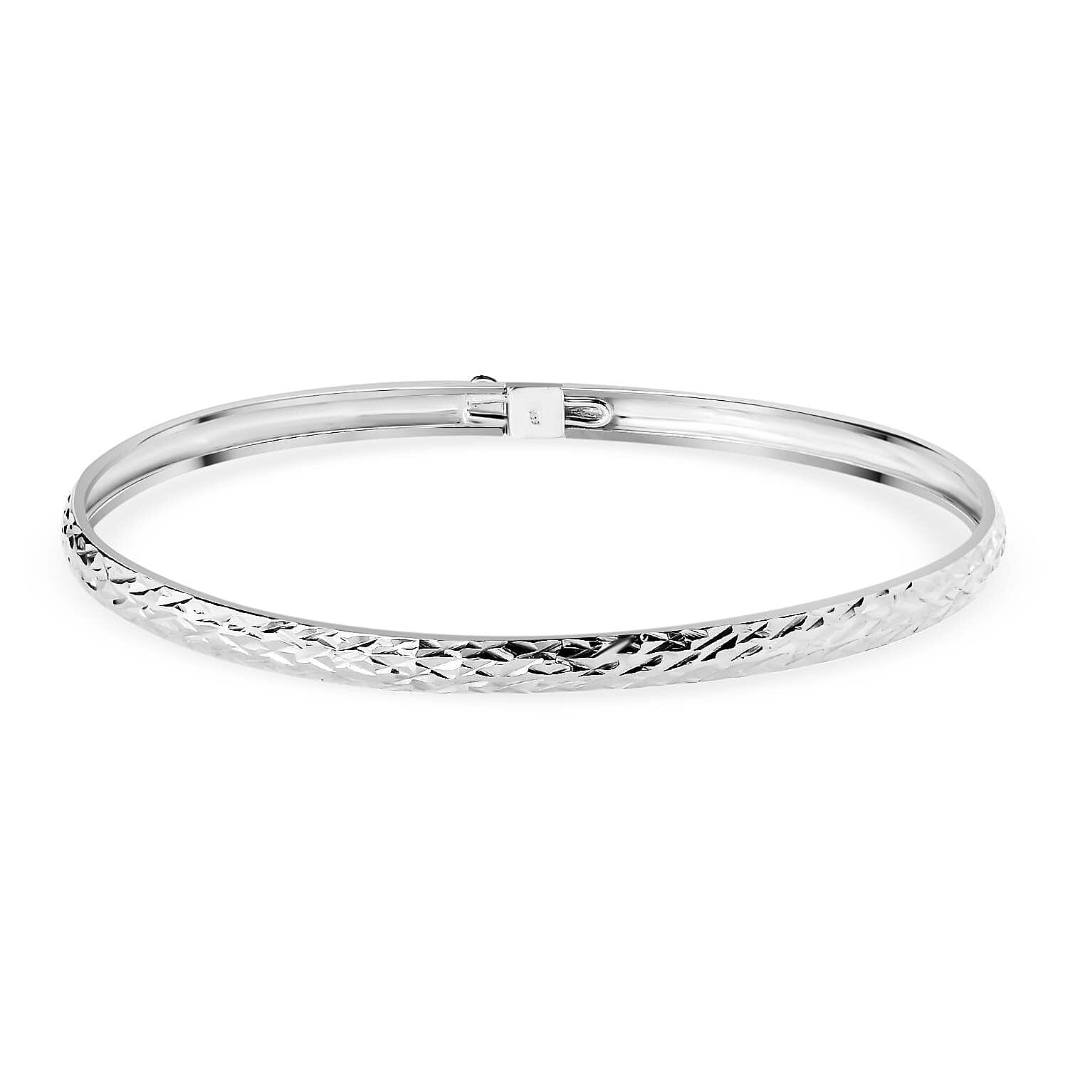 JCK Vegas Closeout Deal - Sterling Silver Diamond Cut Bangle (Size -7.0) 7831157 0