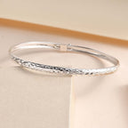 JCK Vegas Closeout Deal - Sterling Silver Diamond Cut Bangle (Size -7.0)