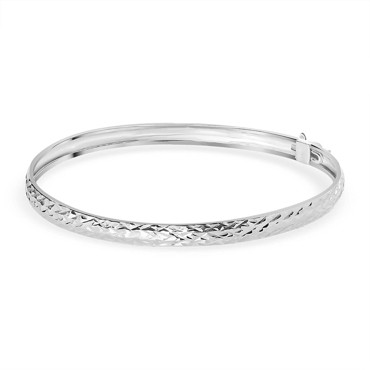 JCK Vegas Closeout Deal - Sterling Silver Diamond Cut Bangle (Size -7.0) 7831157 4