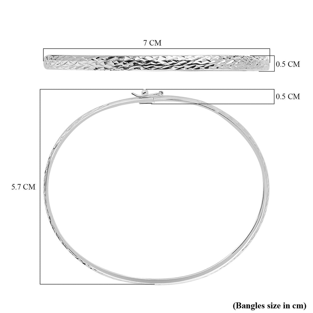 JCK Vegas Closeout Deal - Sterling Silver Diamond Cut Bangle (Size -7.0)