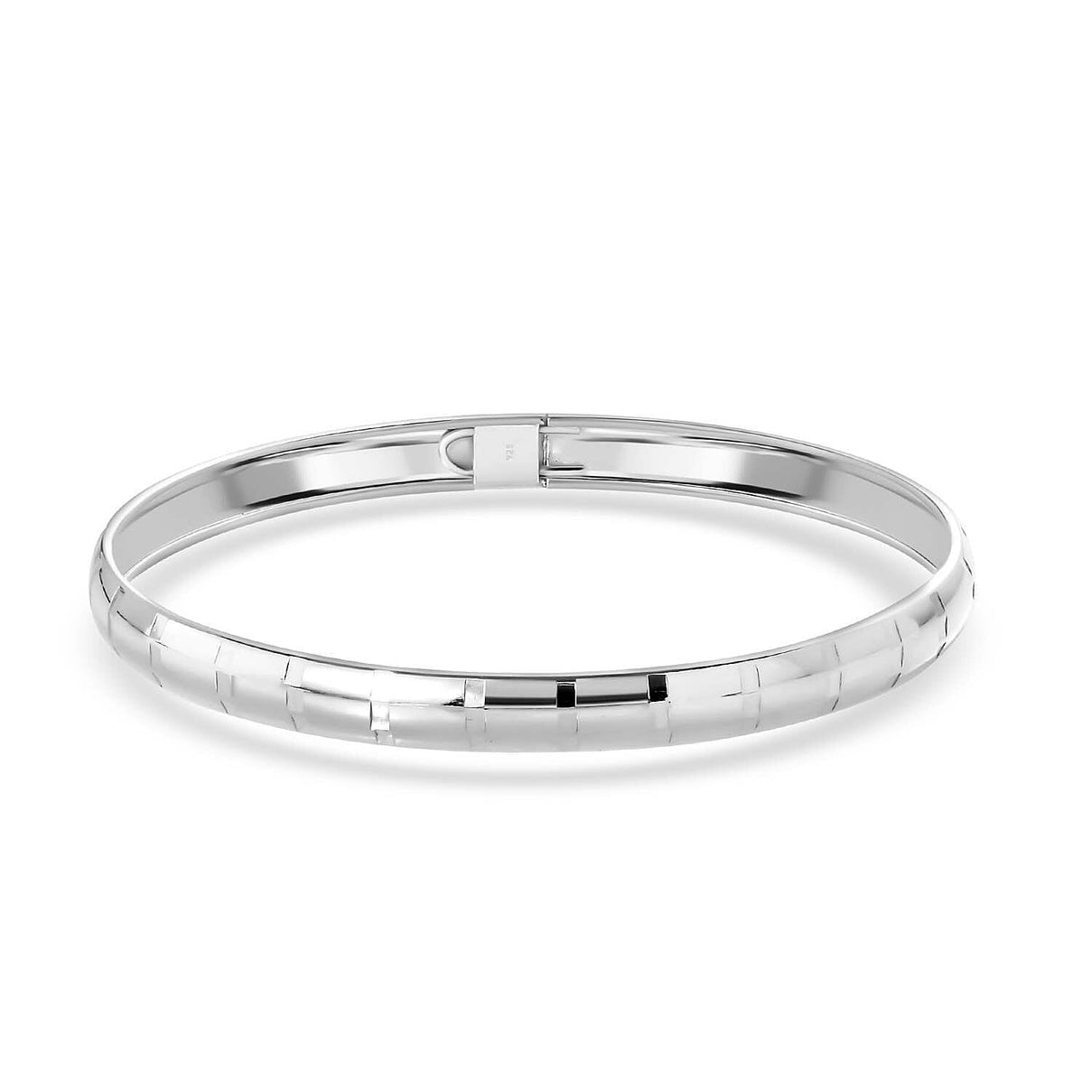 JCK Vegas Closeout - Diamond Cut Sterling Silver Bangle (Size 7.5) 7831159 0