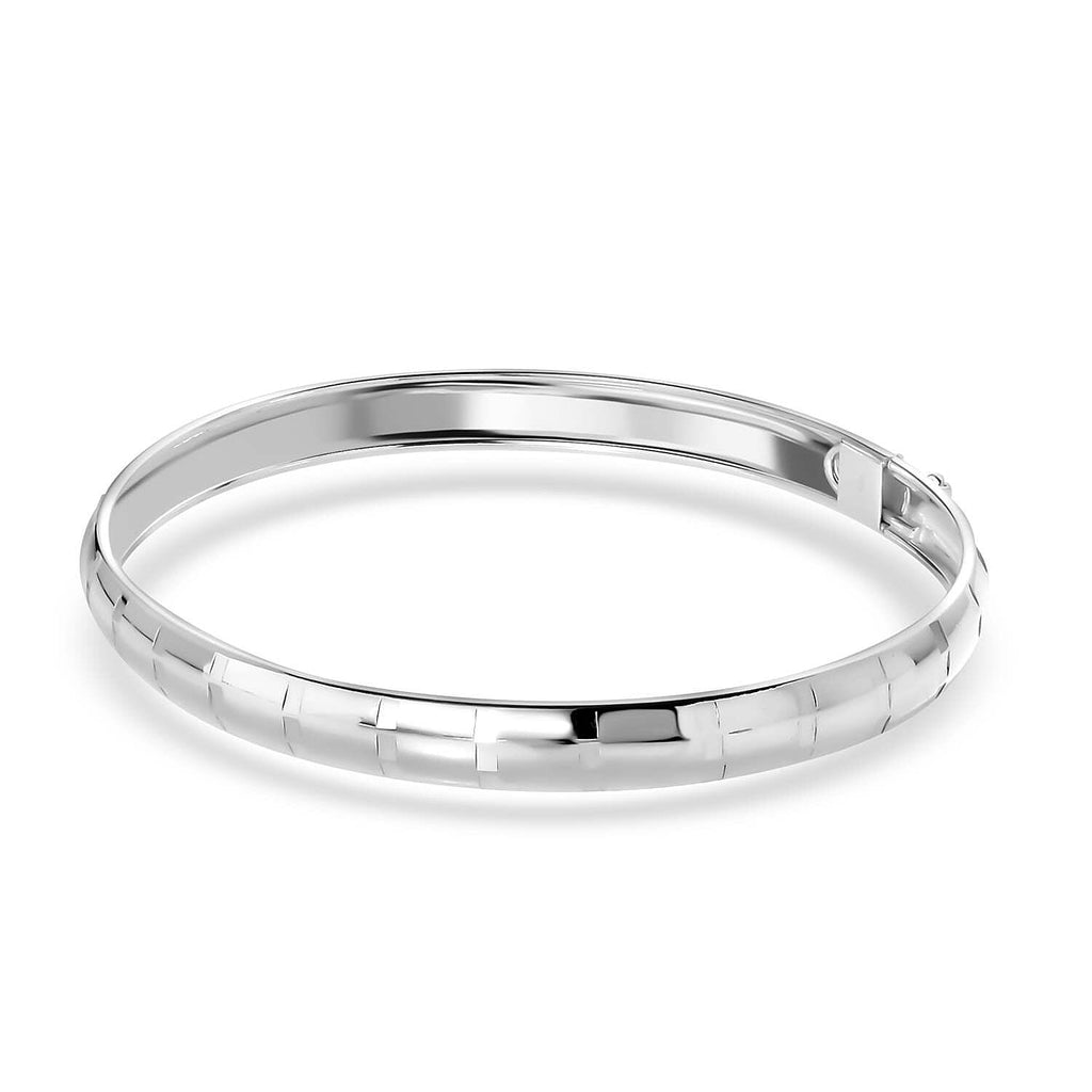 JCK Vegas Closeout - Diamond Cut Sterling Silver Bangle (Size 7.5)
