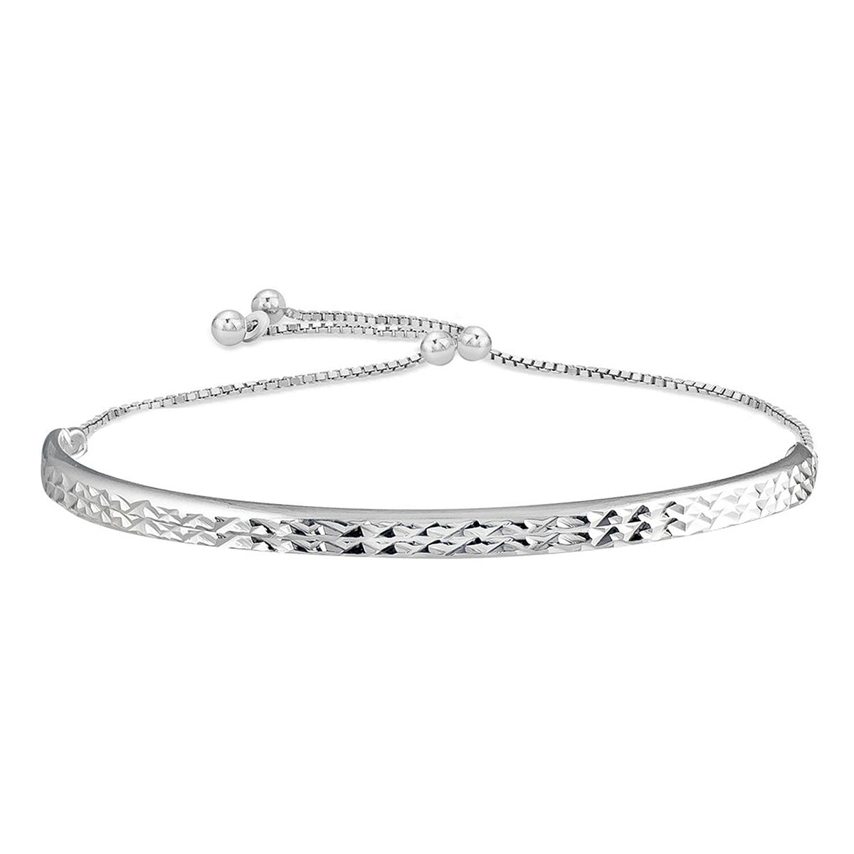 NY Close Out Deal - Diamond-Cut Adjustable Bolo Bangle in Sterling Silver 7978008 0