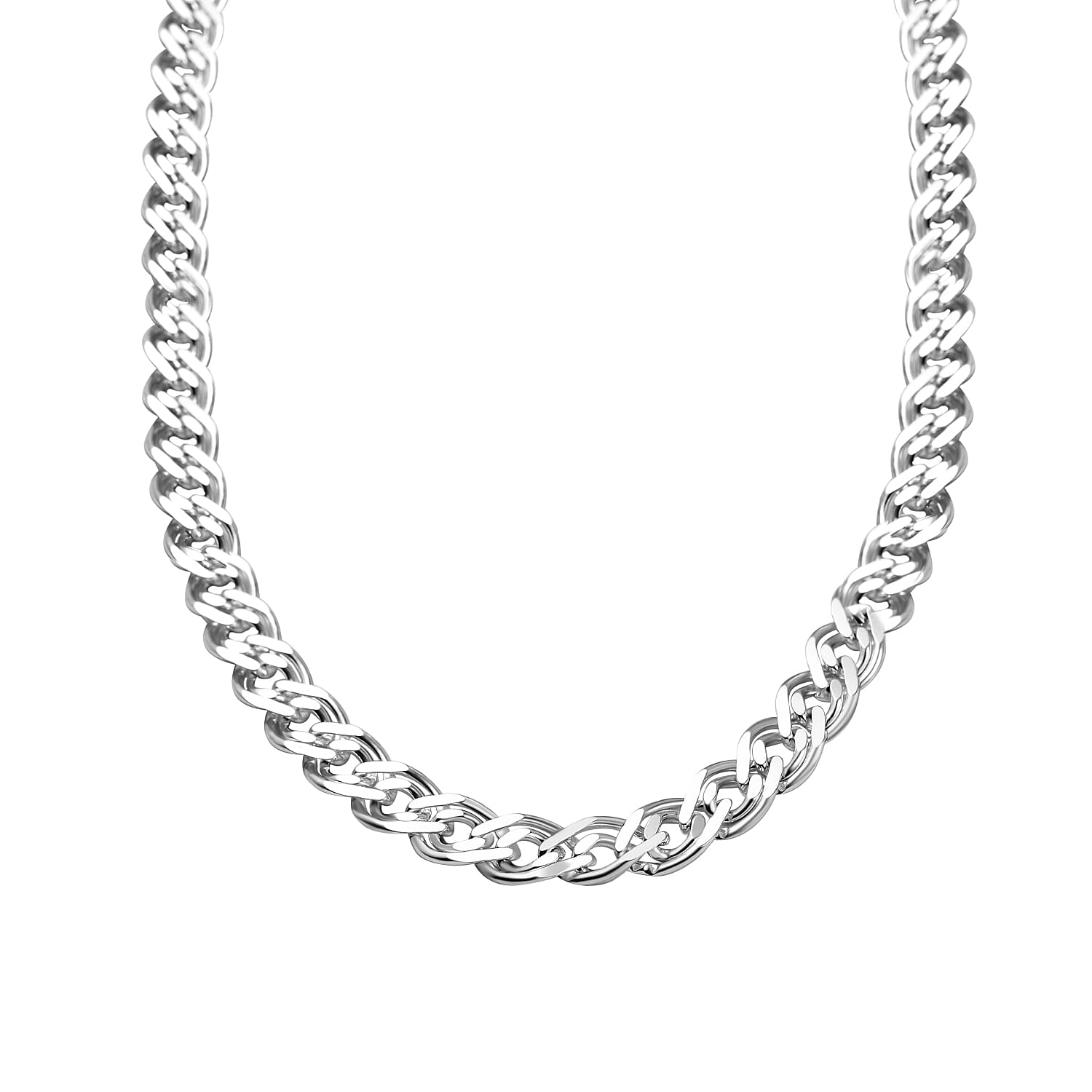 Sterling Silver Bevelled Double Curb Necklace (Size - 24), Silver Wt. 57 Gms 7565092 0