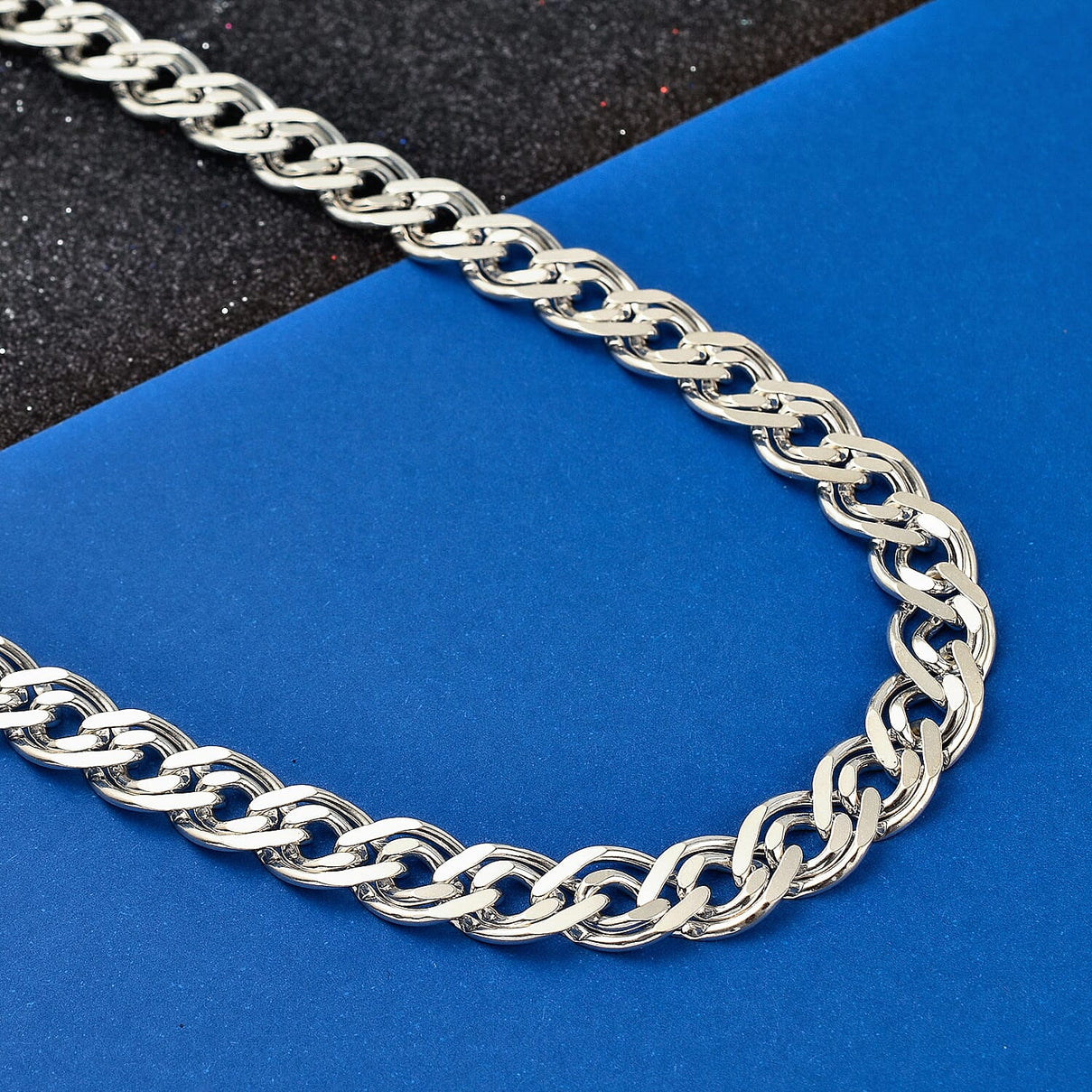 Sterling Silver Bevelled Double Curb Necklace (Size - 24), Silver Wt. 57 Gms 7565092 1