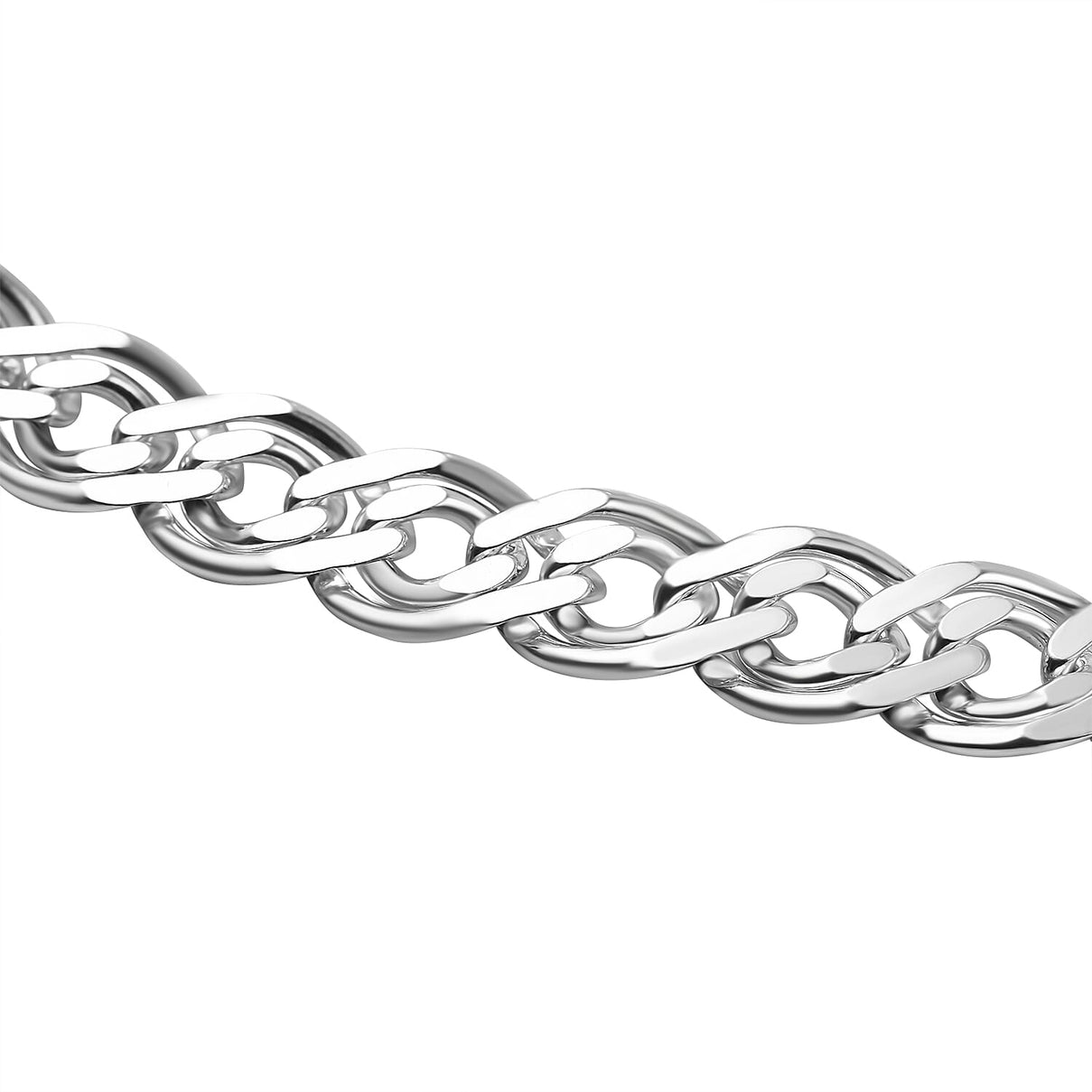 Sterling Silver Bevelled Double Curb Necklace (Size - 24), Silver Wt. 57 Gms 7565092 2
