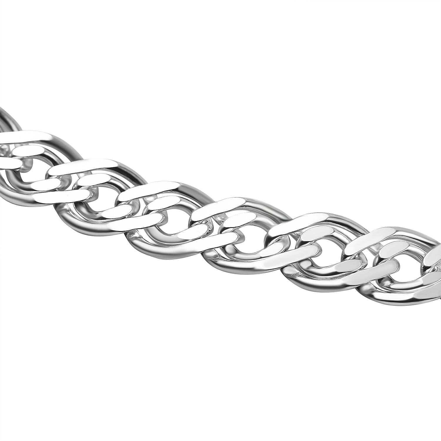 Sterling Silver Bevelled Double Curb Necklace (Size - 24), Silver Wt. 57 Gms 7565092 2