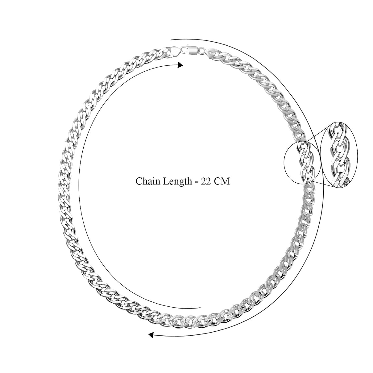 Sterling Silver Bevelled Double Curb Necklace (Size - 24), Silver Wt. 57 Gms 7565092 4