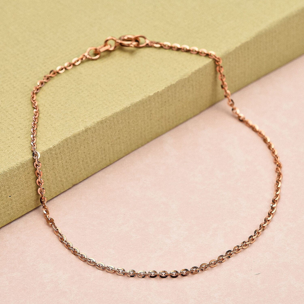 Rose Gold Overlay Sterling Silver Brillantina Belcher Bracelet (Size - 7.25) with Spring Ring Clasp