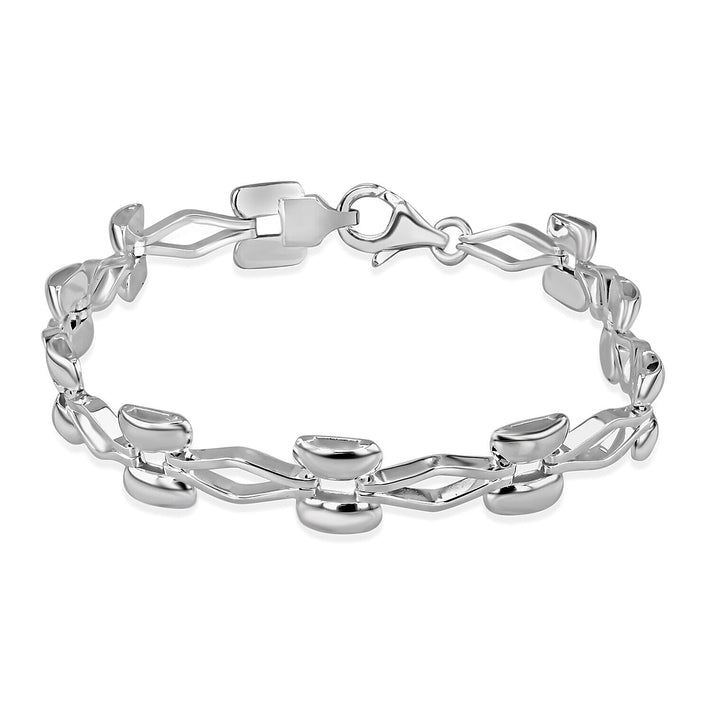 Sterling Silver 8.5mm Elliptical Link Station Bracelet 7.5 Inch 7315030 1
