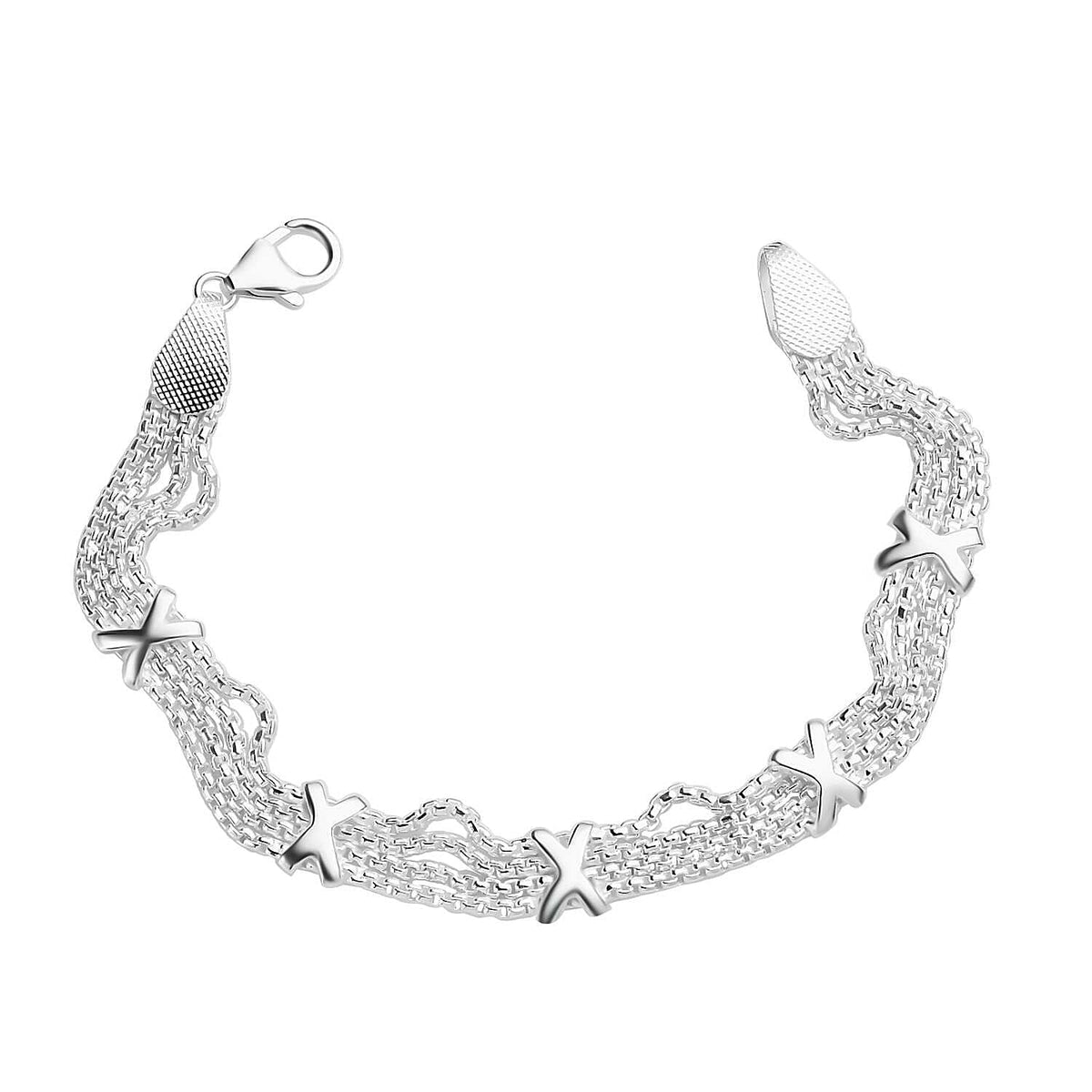 ONE TIME CLOSEOUT - Designer Inspiration - Sterling Silver Kiss Bracelet (Size - 7.5) 7982273 0