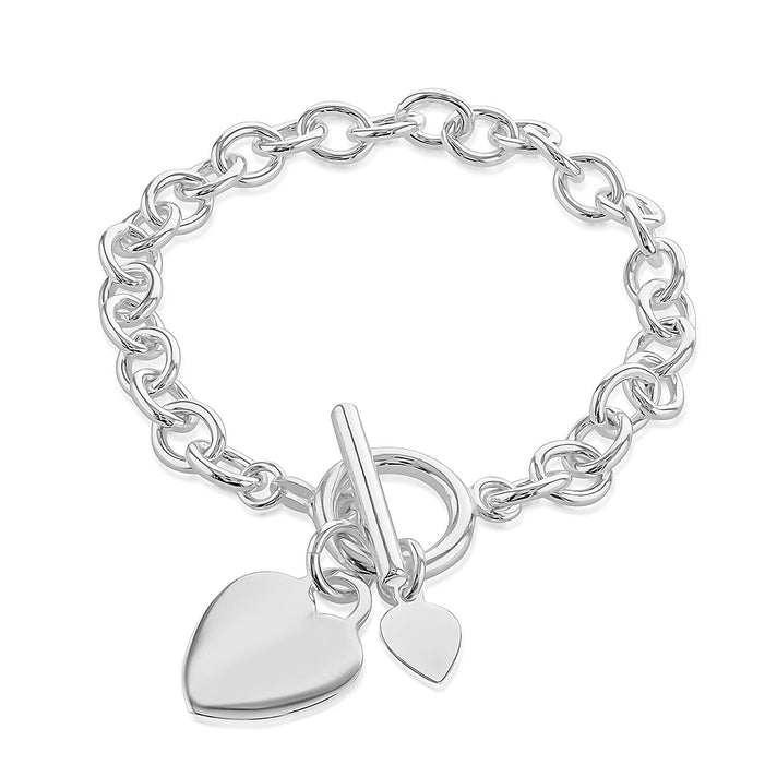 Sterling Silver T Bar Heart Belcher Bracelet 7.5 Inch 7314888 1