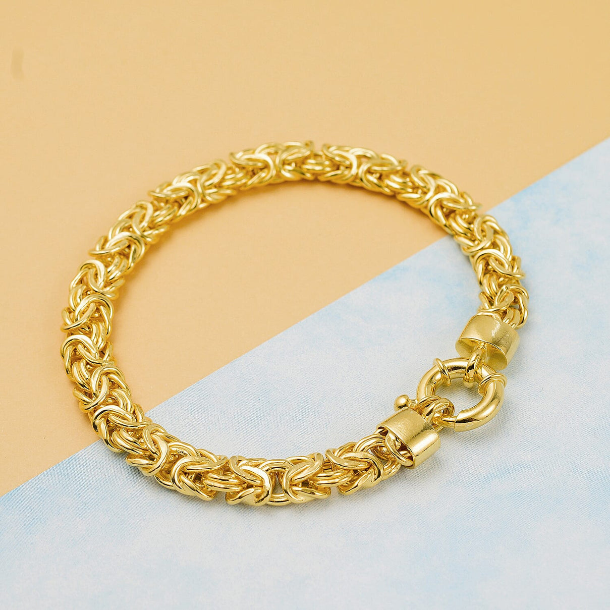 Vicenza Closeout - Yellow Gold Overlay Sterling Silver Byzantine Bracelet (Size - 7.5), 7722868 1