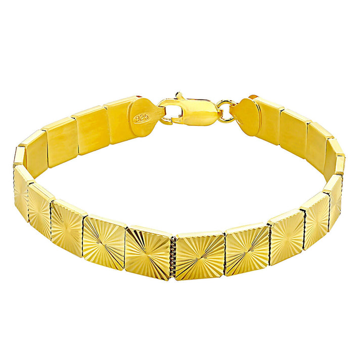 Sterling Silver Yellow Gold Plated 8mm Diamond Cut Sunray Bracelet 7.5 Inch 7315034 1