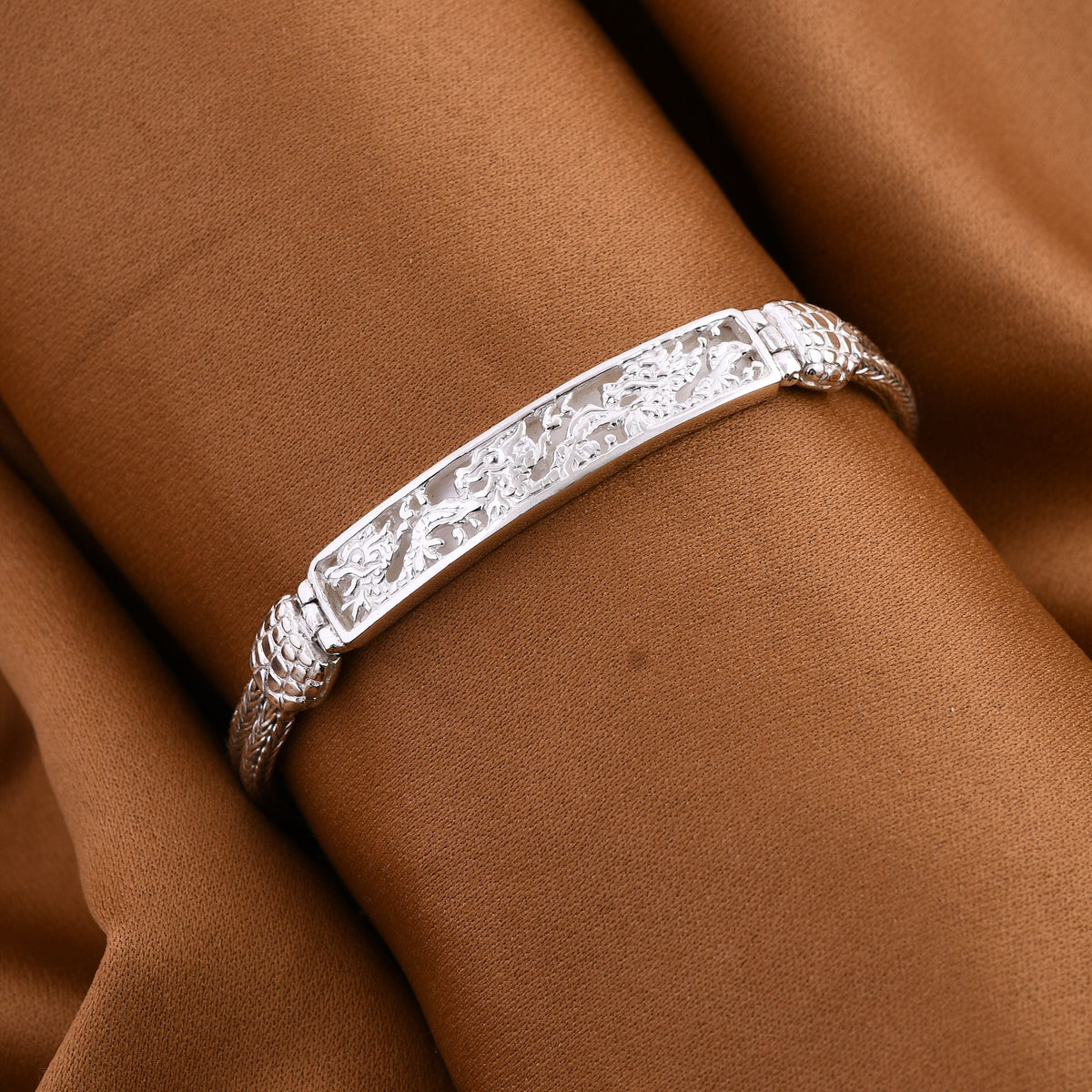 Iconic Collection Royal Bali Collection - Sterling Silver Dragon Bracelet (Size-7.5) With T-Bar Clasp, Silver Wt 15.00 GM 7533791 2