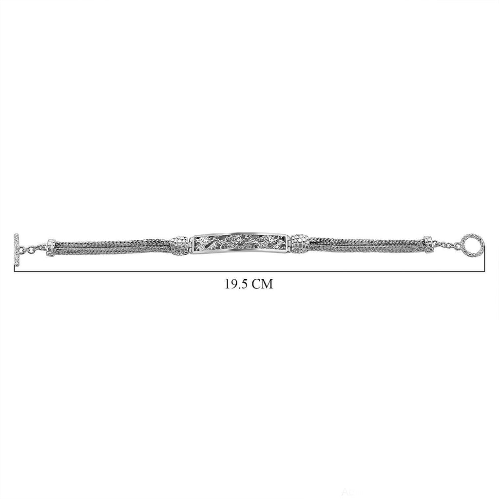 Iconic Collection Royal Bali Collection - Sterling Silver Dragon Bracelet (Size-7.5) With T-Bar Clasp, Silver Wt 15.00 GM