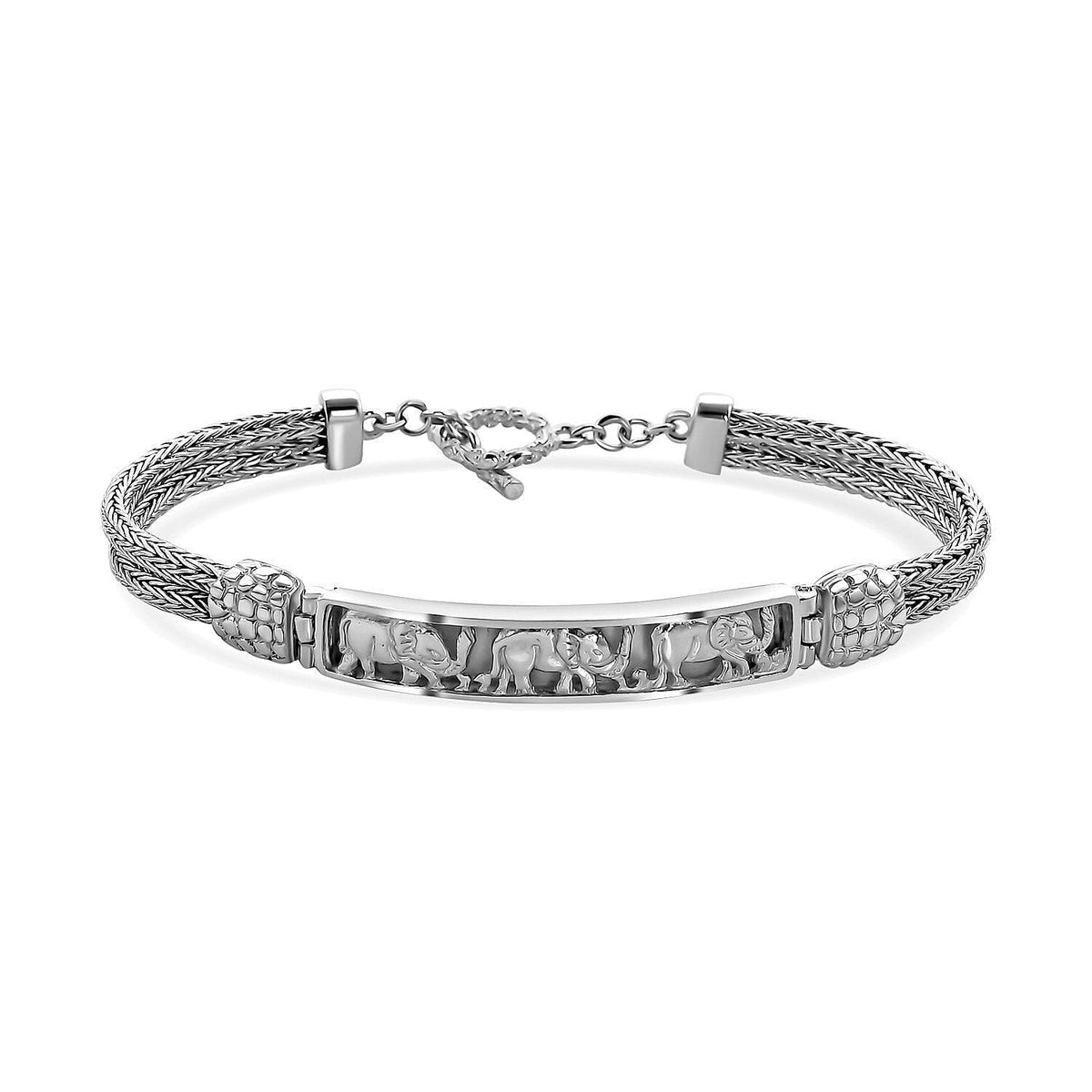 Sterling Silver Bracelet (Size - 7.5) with T - Bar Clasp, Silver Wt. 15.55 Gms. 7956341 0