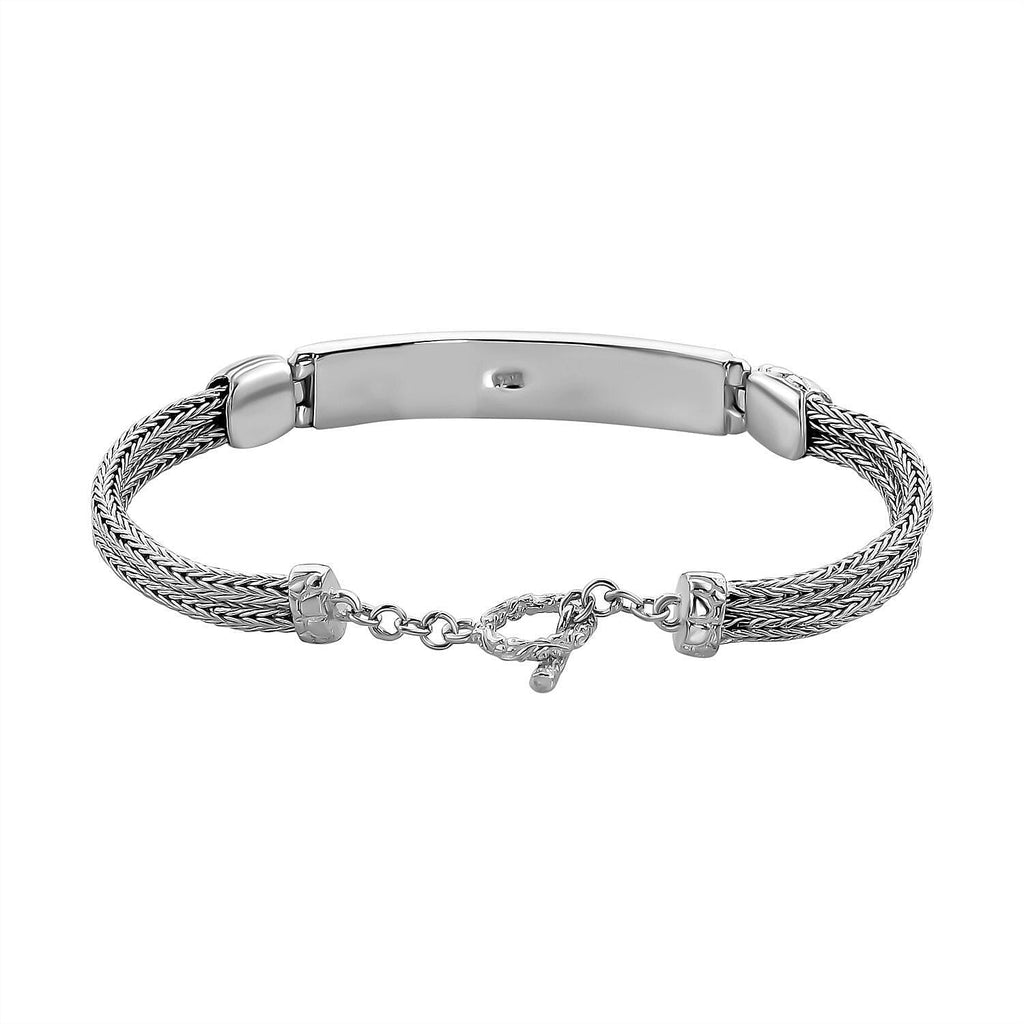 Sterling Silver Bracelet (Size - 7.5) with T - Bar Clasp, Silver Wt. 15.55 Gms.